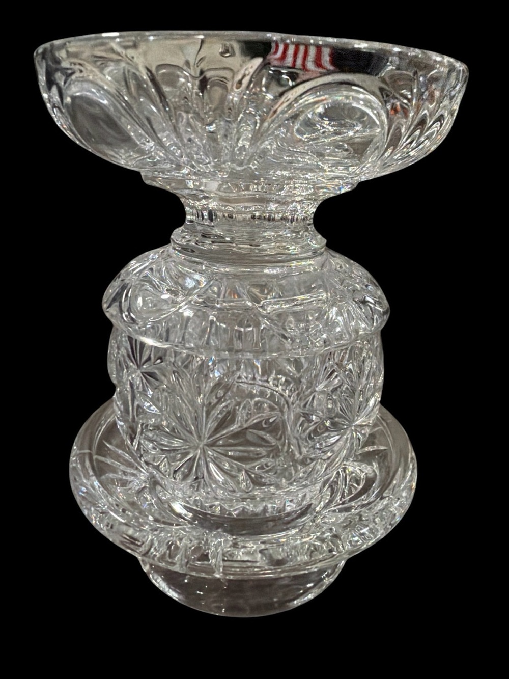 PARTYLITE #P7405 SALZBURG 24% LEAD CRYSTAL CANDLE HOLDER / 3 PC STACKABLE - Picture 2 of 11